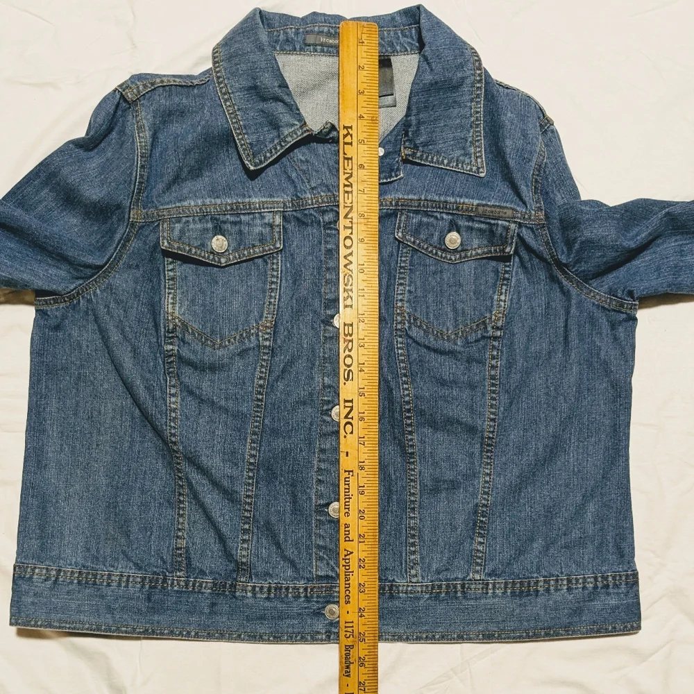 Liz Claiborne Denim Jean Jacket Blue 100% Cotton Button Chest Pockets 2X Plus Sz